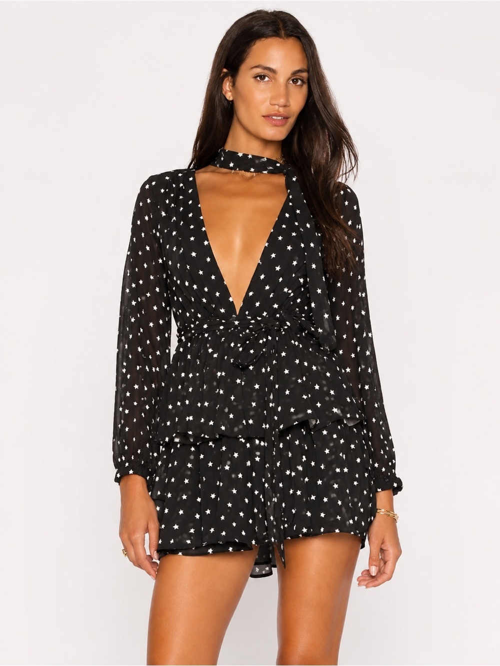 Lioness Neptune Candles Mini Dress NWT Black White Star Print Size 6 Revolve